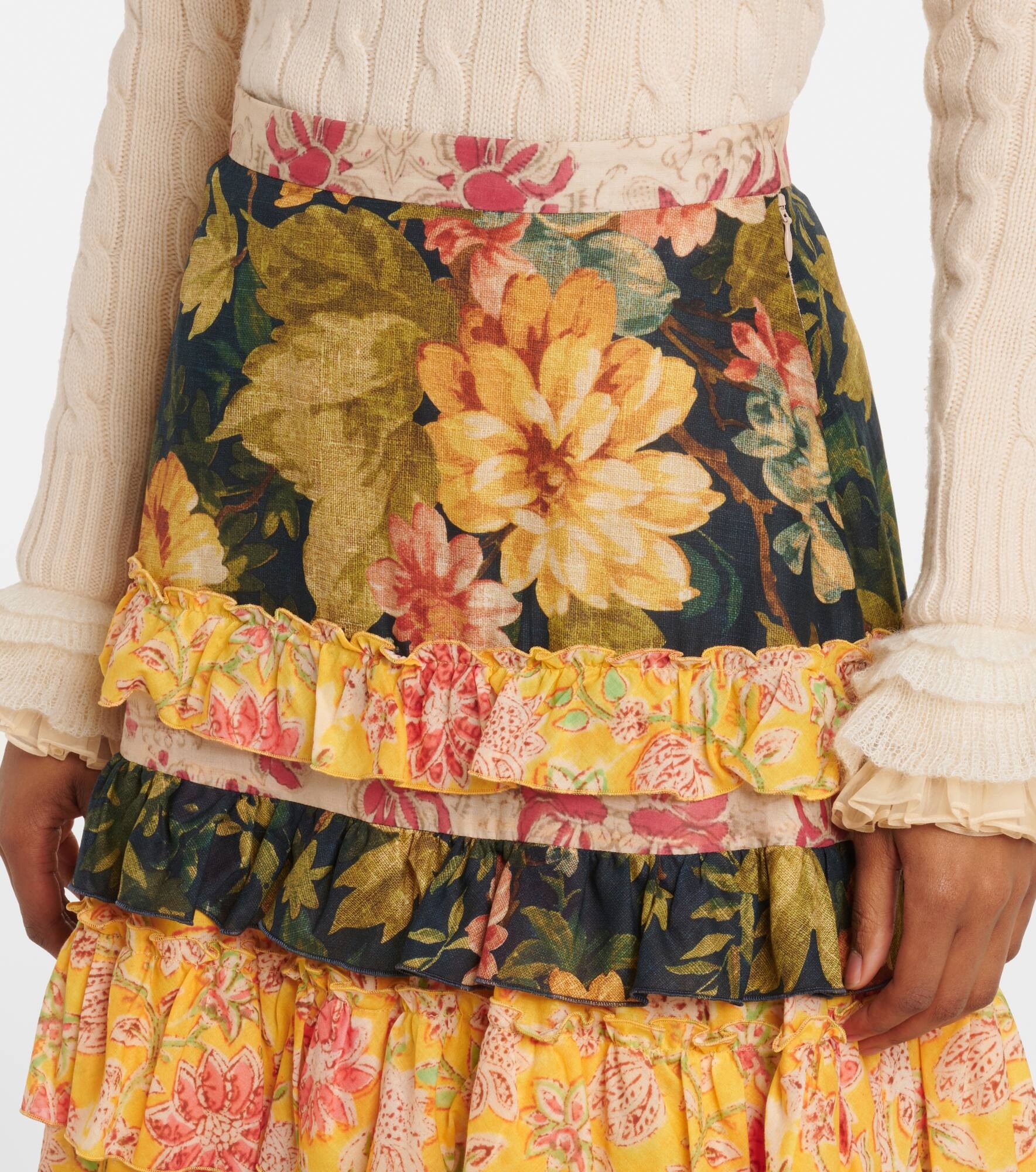 Patchwork cotton muslin maxi skirt - 4
