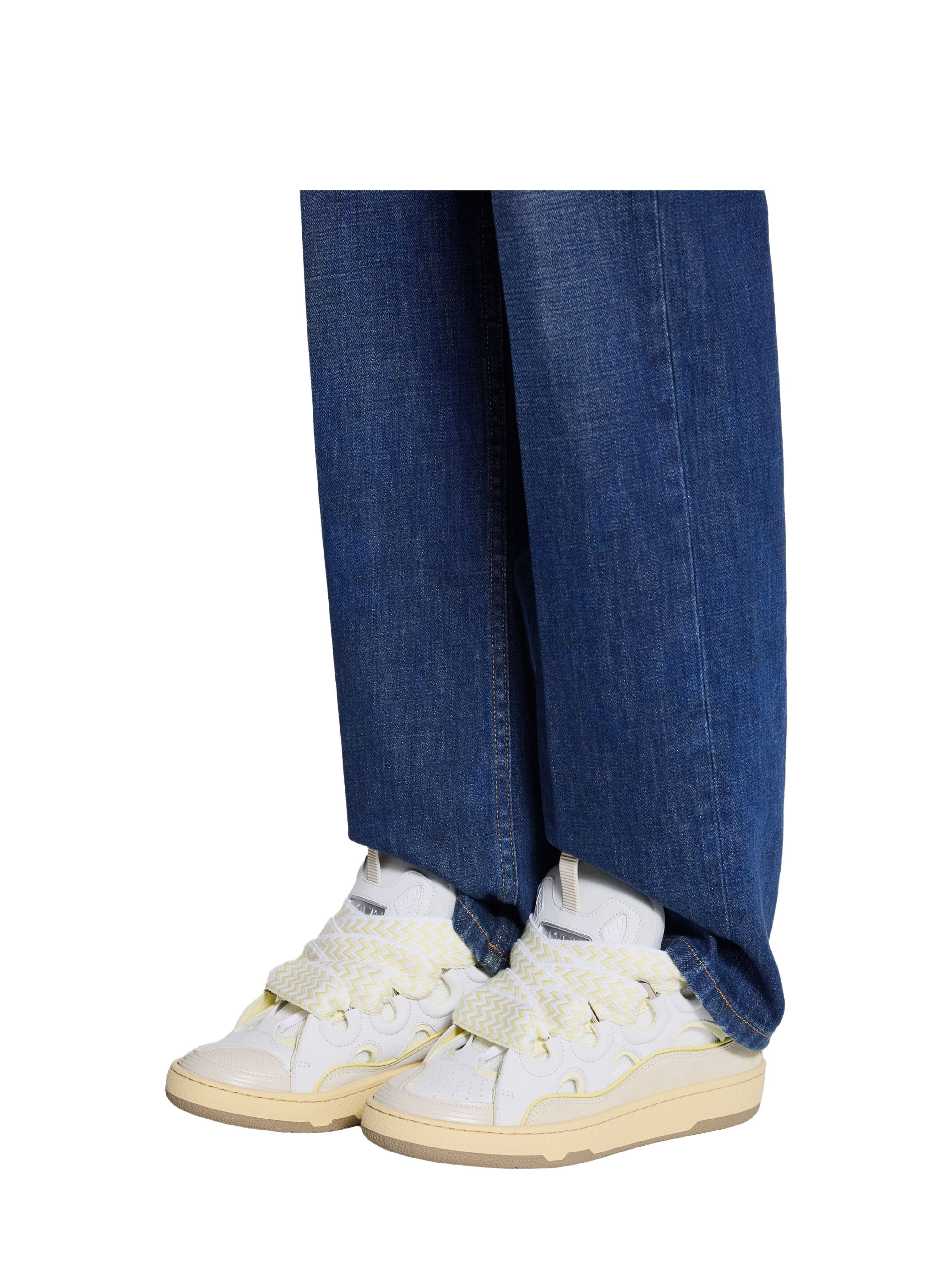 Lanvin Curb Leather Sneakers in White/beige at Nordstrom - 8