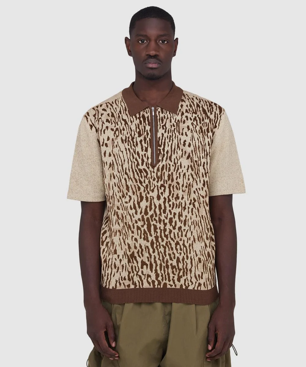 Half zip knit polo shirt - 1