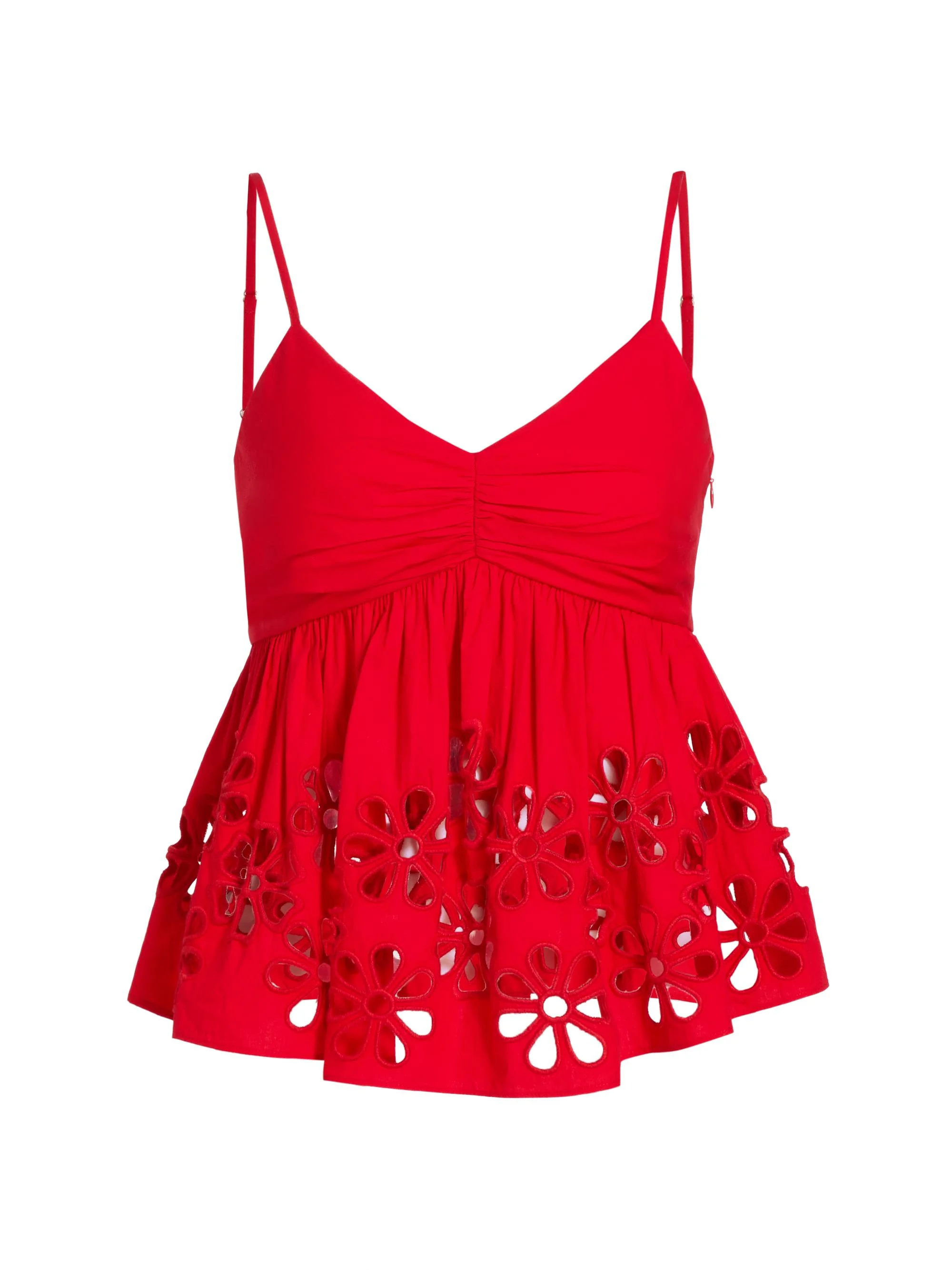 Women's Meru Embroidered Cut-Out Tank - Scarlet - 1