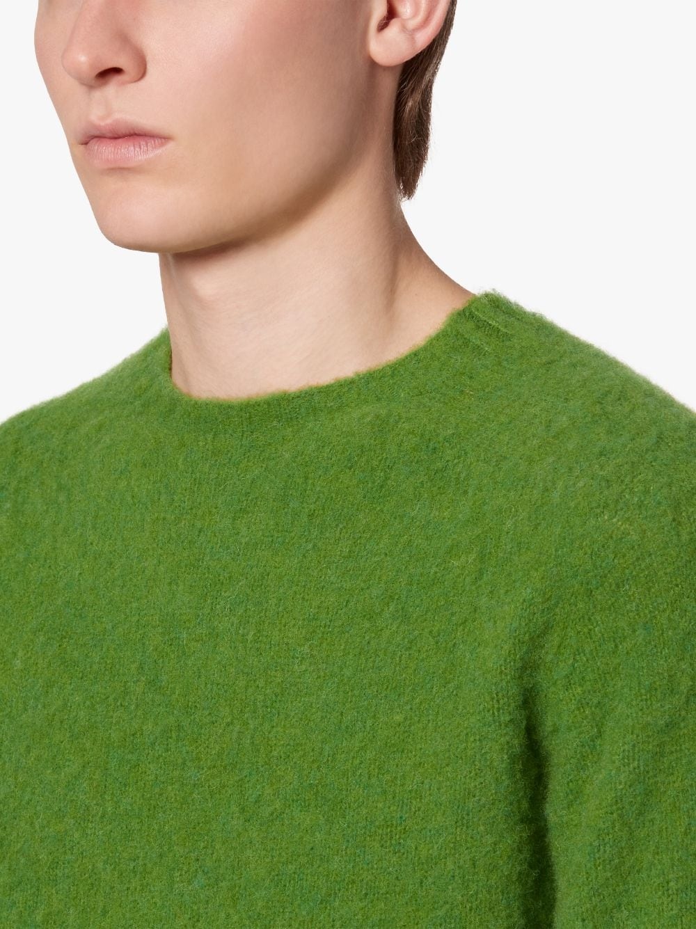 HUTCHINS GREEN WOOL CREW NECK SWEATER - 5