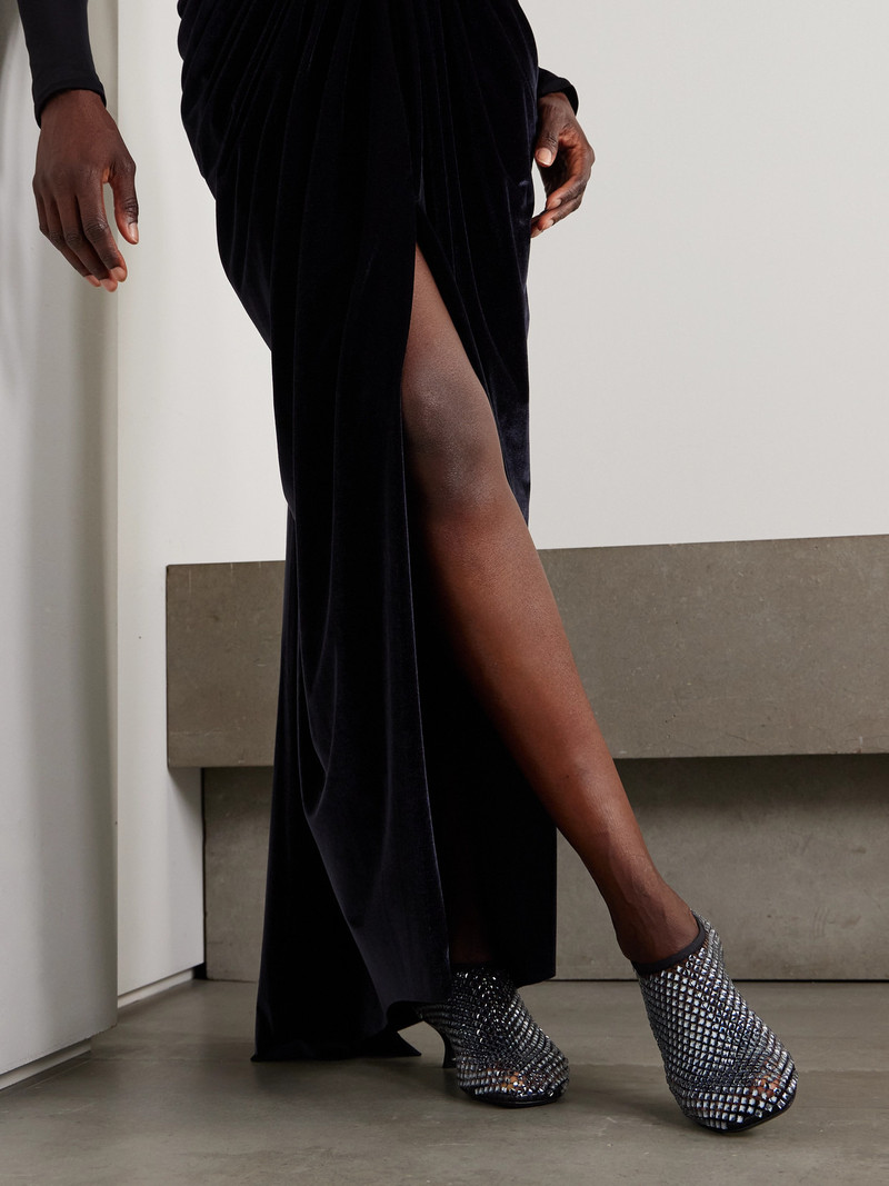 CHRISTOPHER ESBER Minette Leather-trimmed Crystal-embellished Mesh Pumps outlook