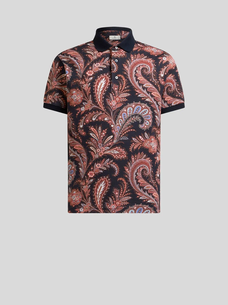 FLORAL PAISLEY COTTON POLO SHIRT - 1