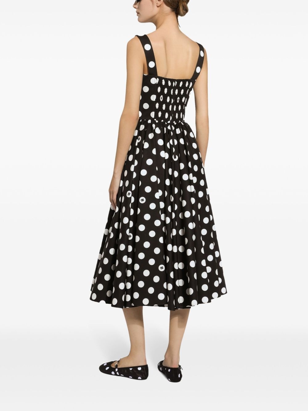 polka-dot corset midi dress - 4