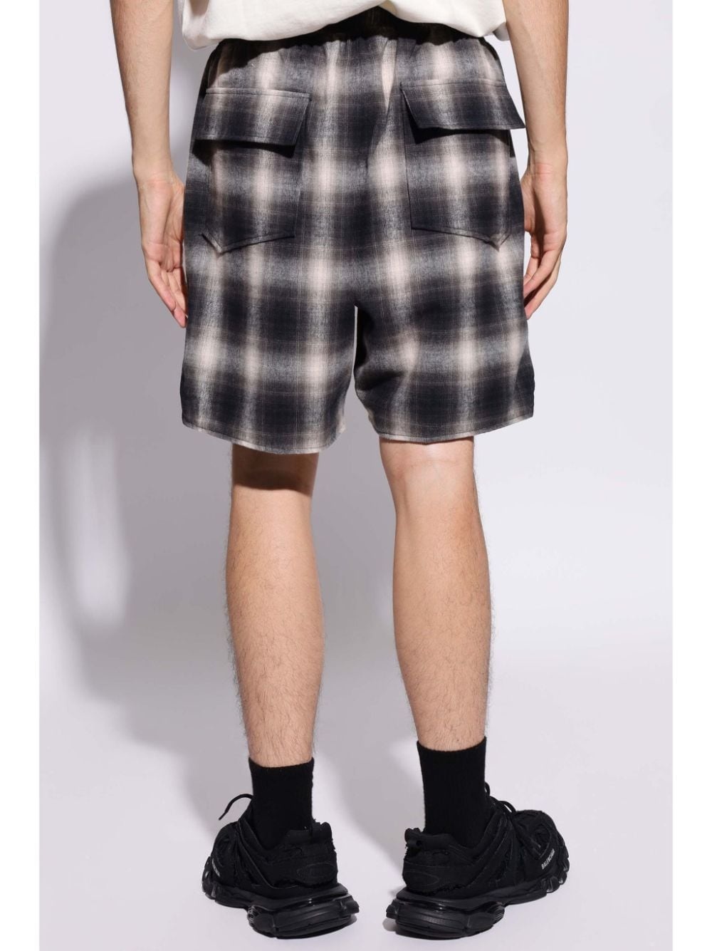 check-print track shorts - 4