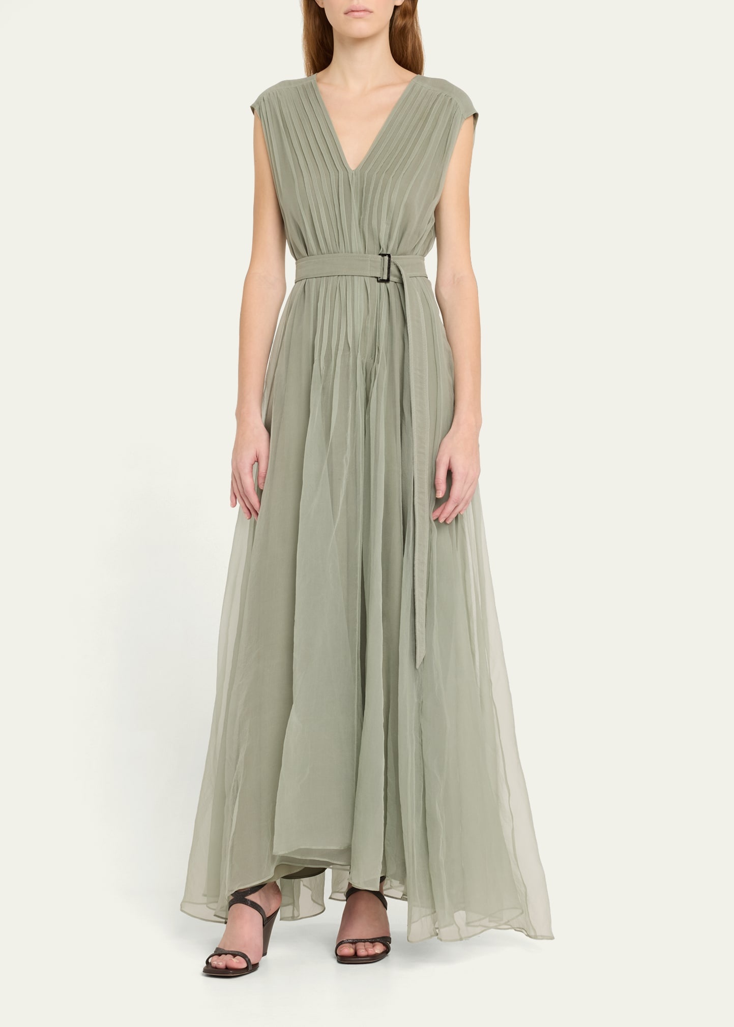 Crispy Silk Organza Belted Volume Dress - 2