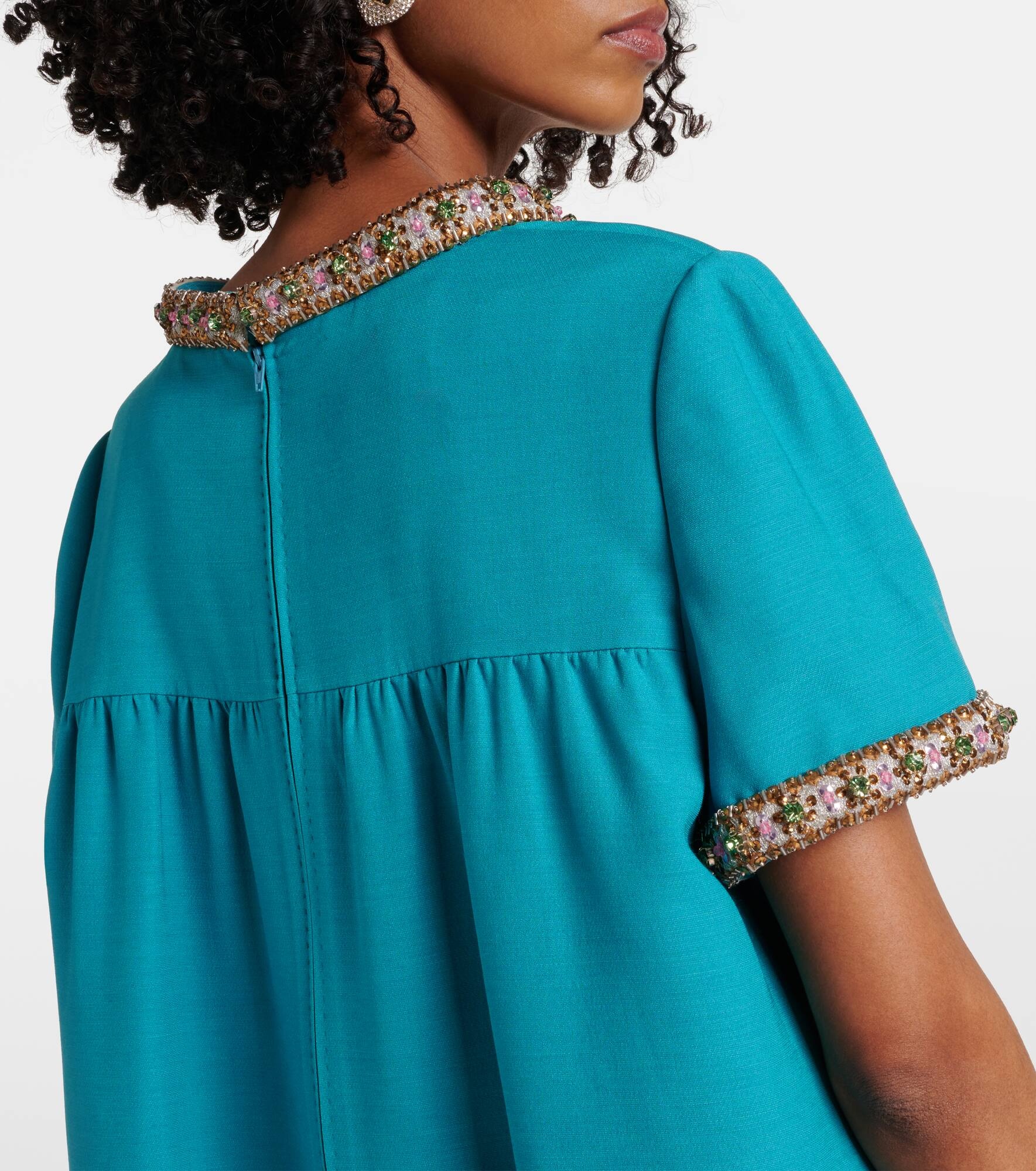 Wool and silk embellished cocktail dress - 6