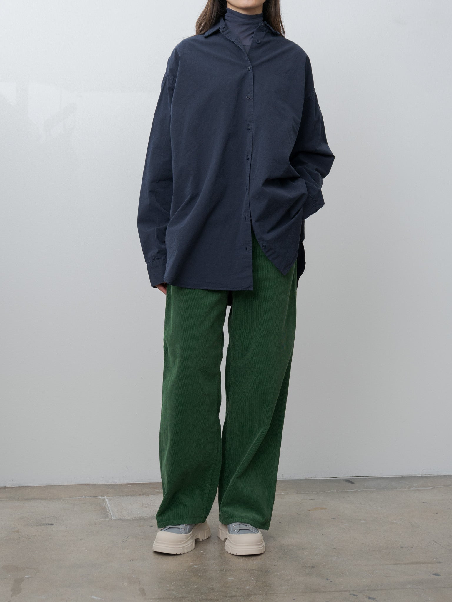 Pigment Dyed Finx Corduroy Wide 5P Pants - Forest Green - 10