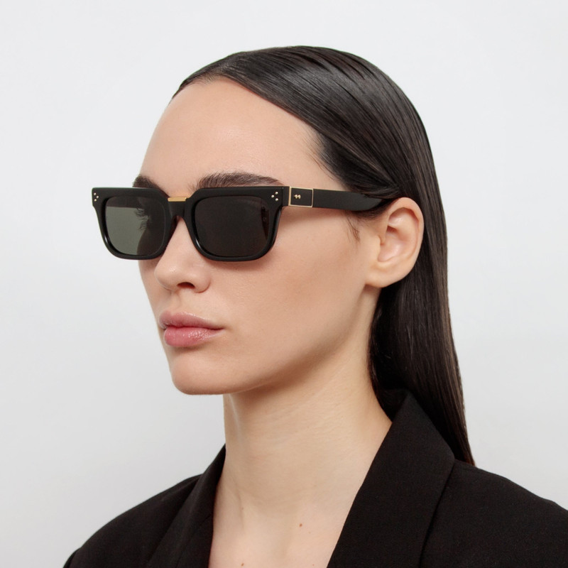 LINDA FARROW YOAN ANGULAR SUNGLASSES IN BLACK outlook