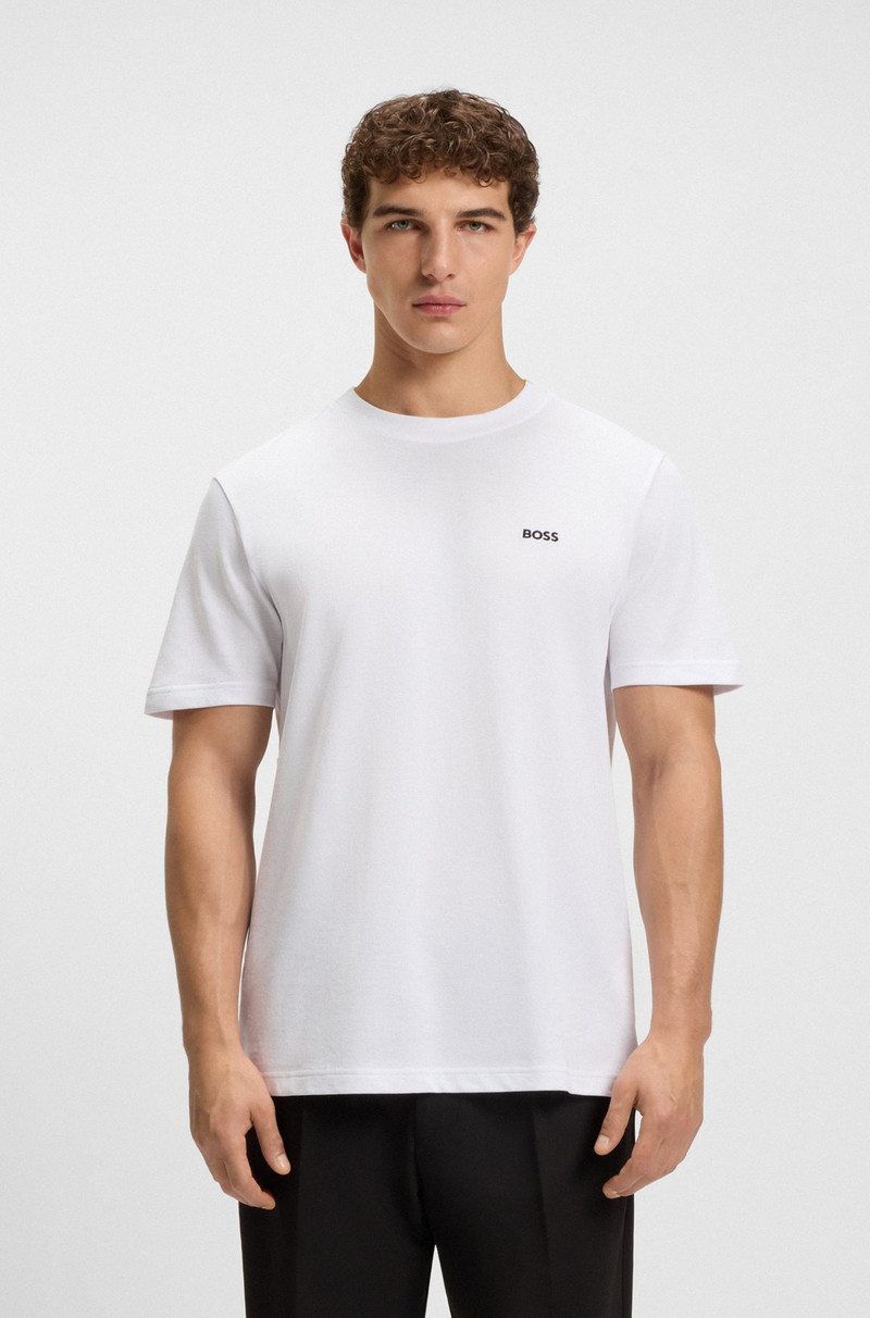 COTTON-PIQUÉ T-SHIRT WITH JACQUARD-WOVEN BACK COLLAR 2