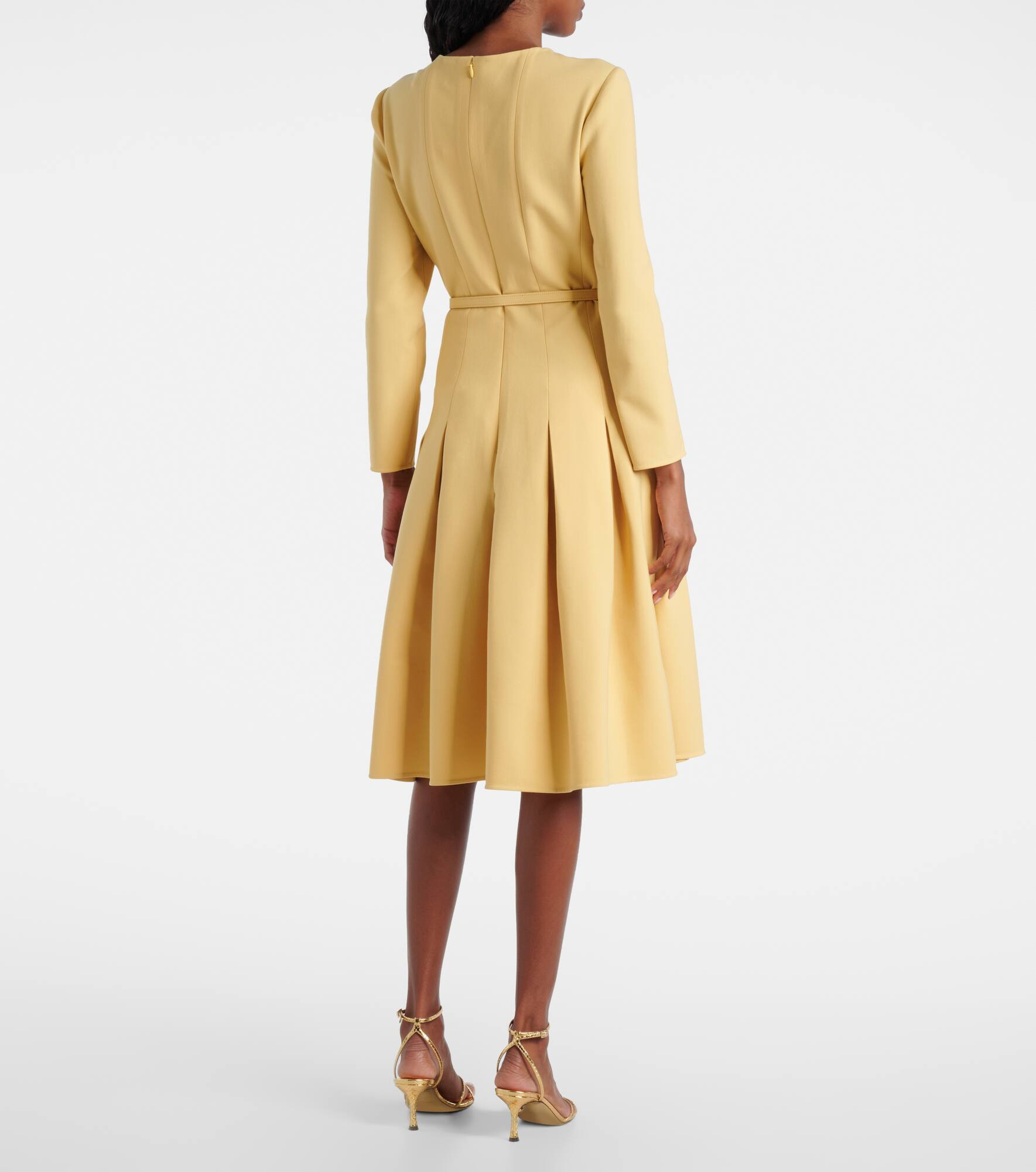 Pleated crêpe midi dress - 3