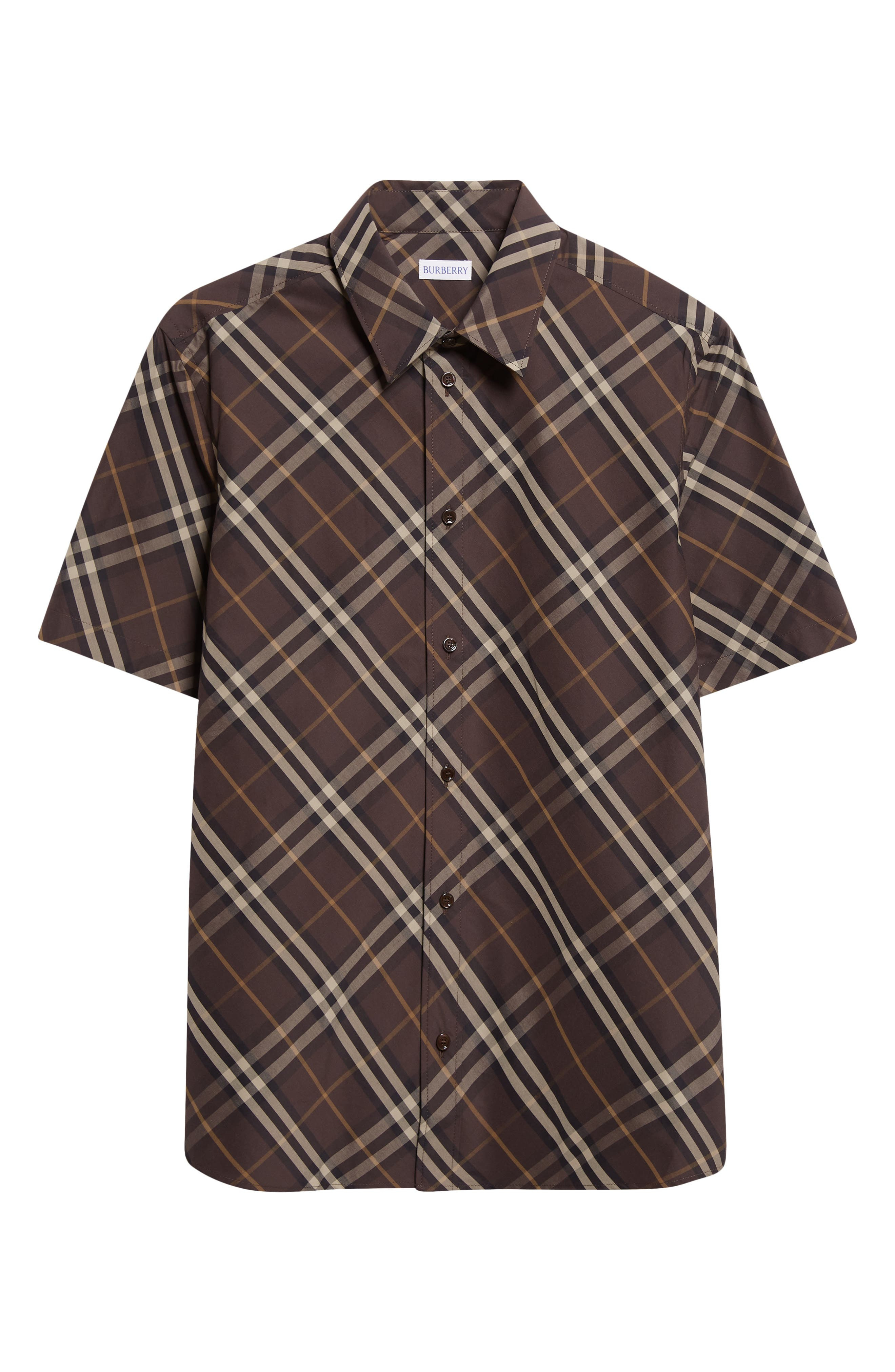 burberry Robert Check Short Sleeve Cotton Button-Up Shirt in Truffle Ip Check at Nordstrom - 5