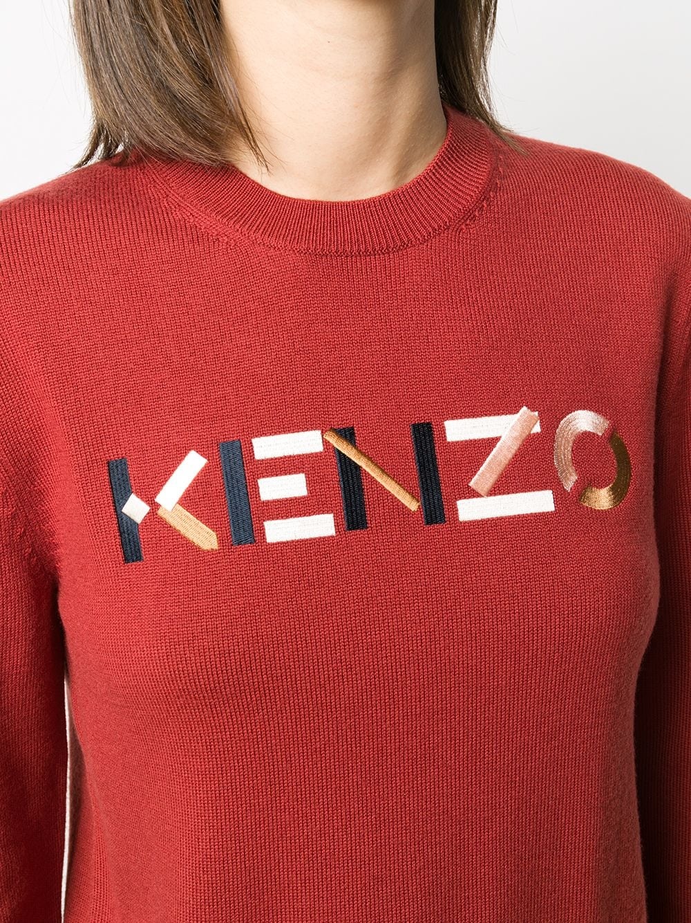 embroidered logo crew neck jumper - 5