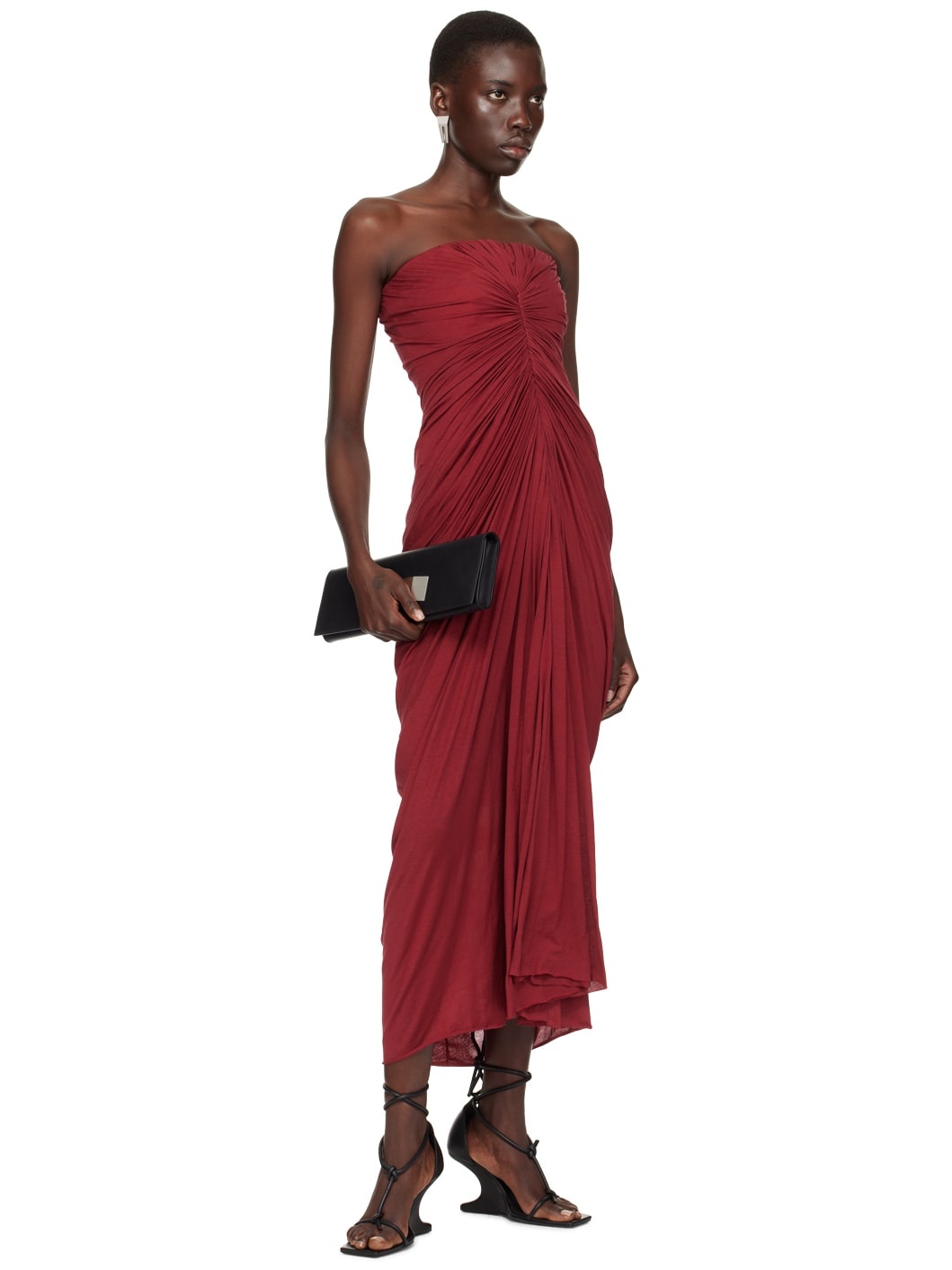 Burgundy Radiance Bustier Midi Dress - 4