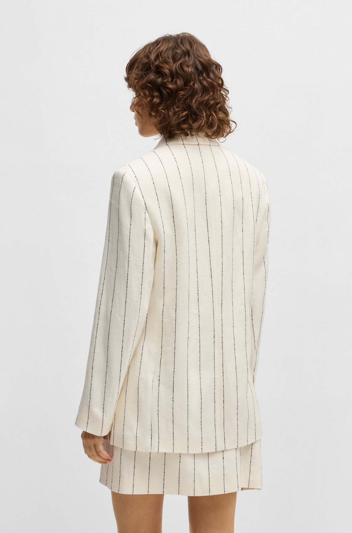 RELAXED-FIT SUIT JACKET IN STRIPED LINEN-BLEND BOUCLÉ - 4