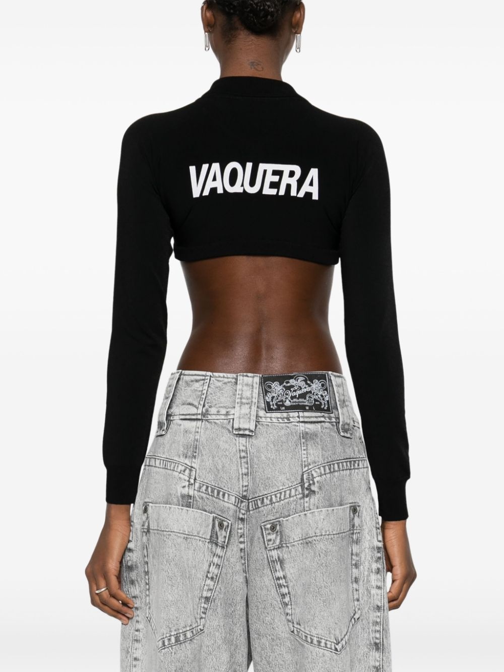 logo-print cropped polo shirt - 4