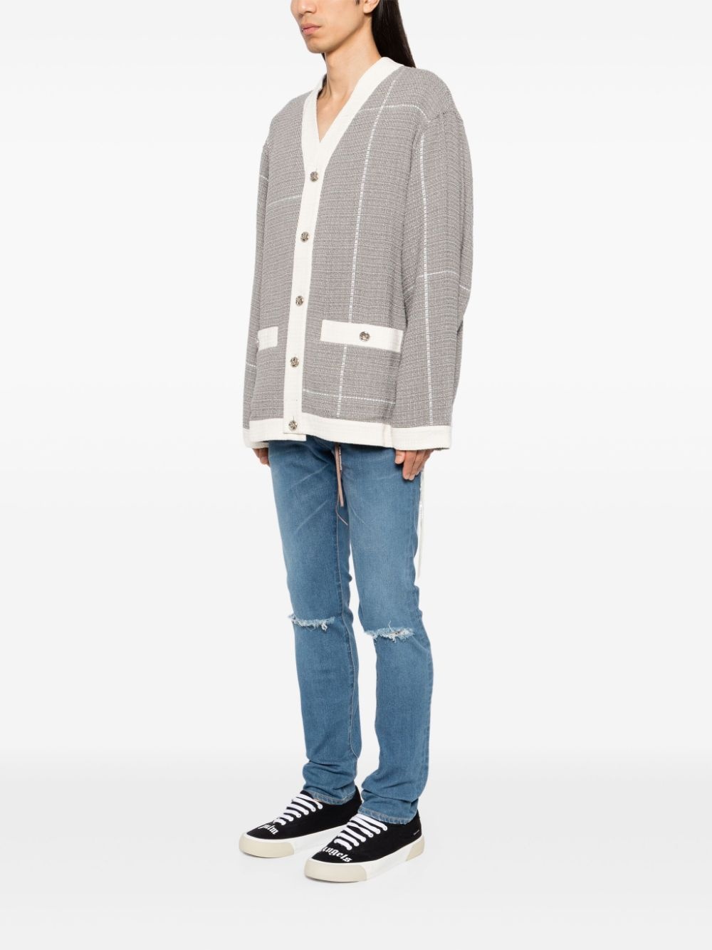 embossed button cardigan - 3