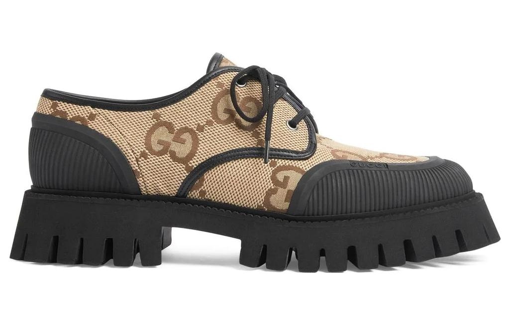 (WMNS) Gucci Maxi GG Lace-Up Shoes 'Beige Black' 751708-UKOF0-2552 - 2