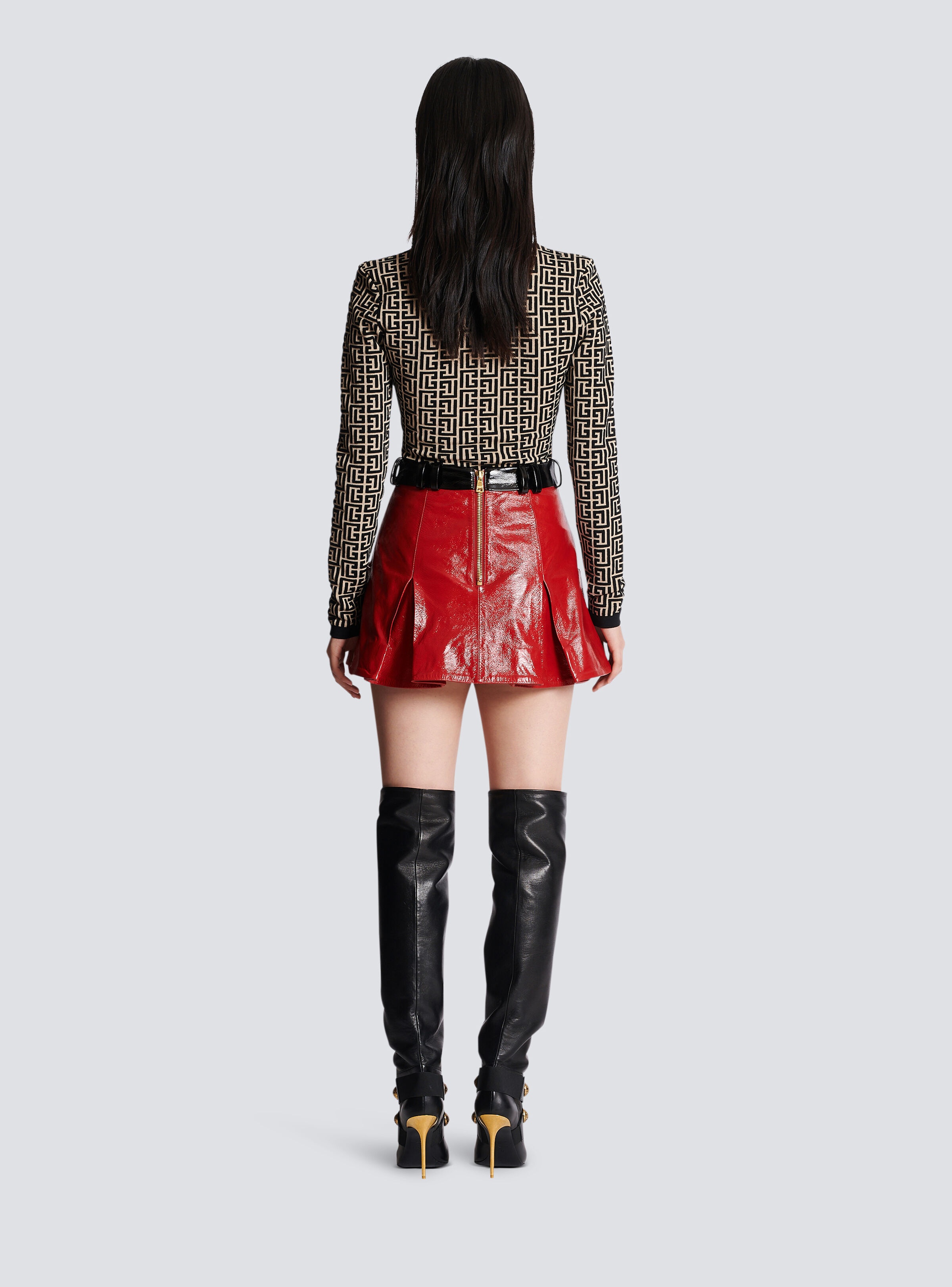Pleated patent leather skirt - 4