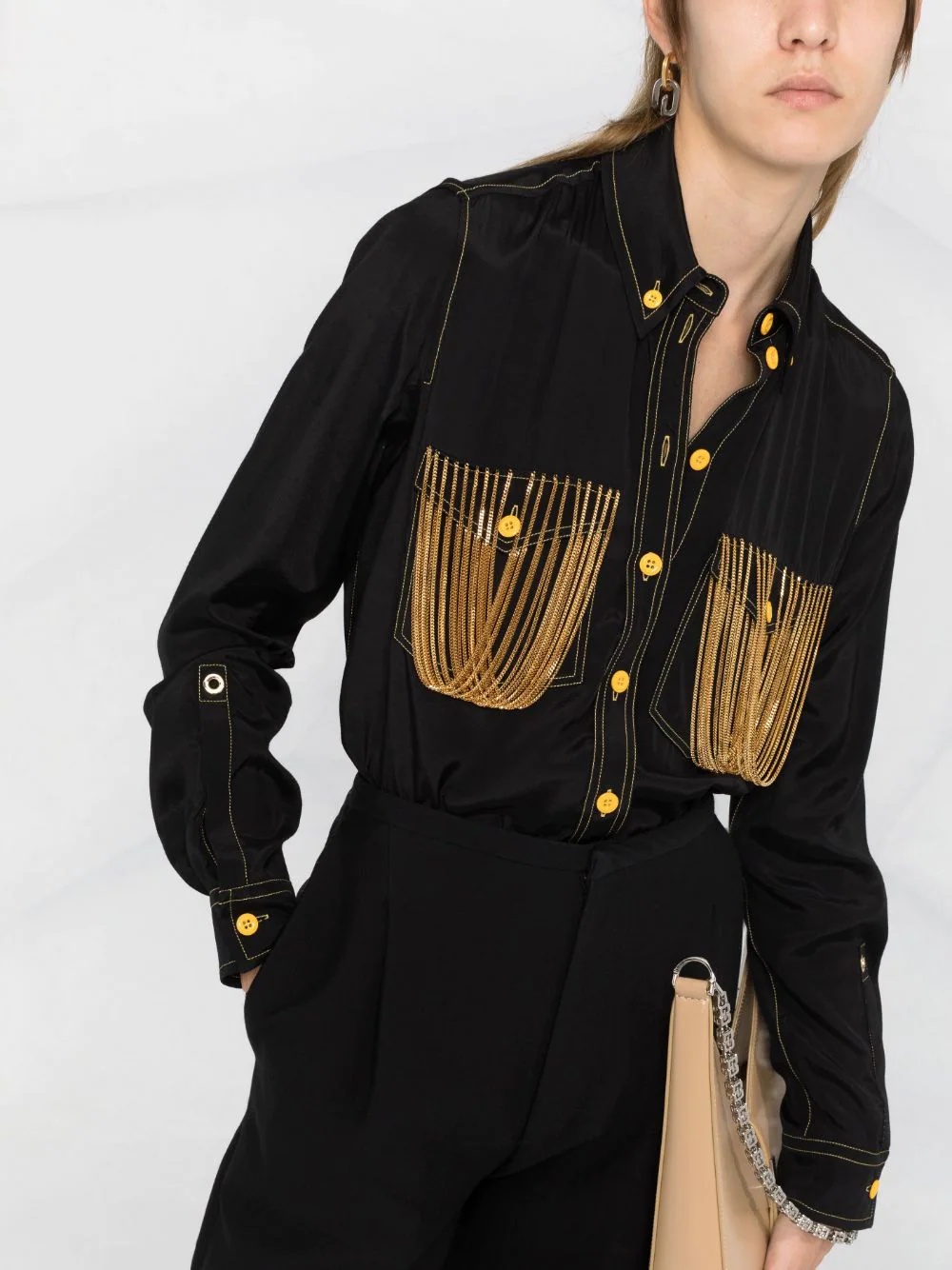 chain pocket detail shirt - 5