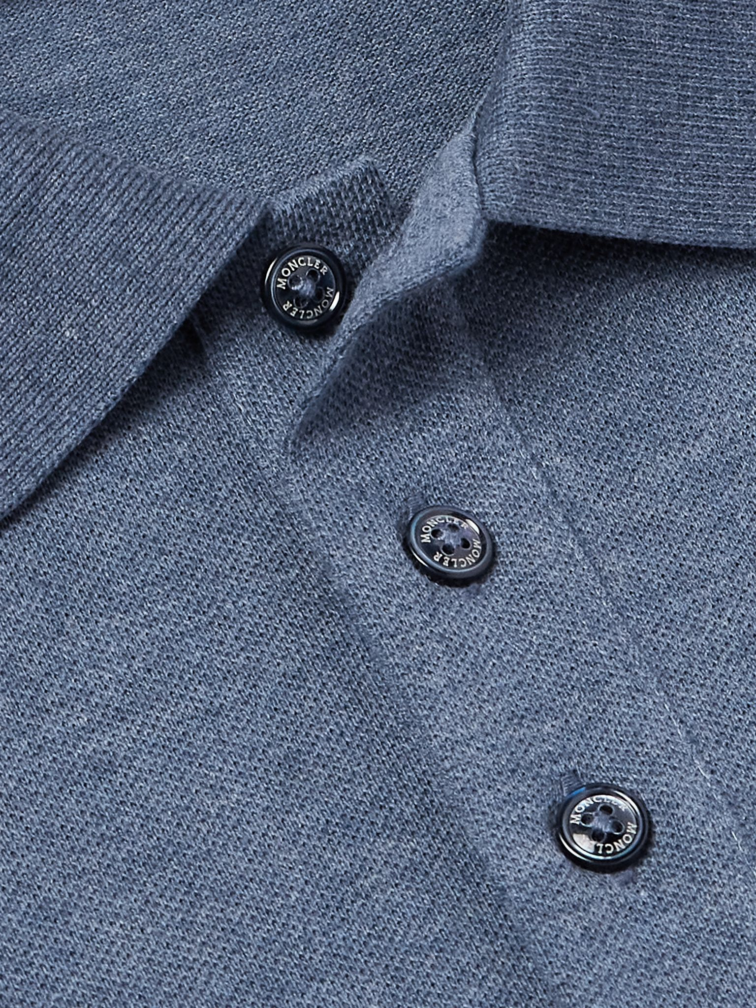 Logo-Appliquéd Cotton-Piqué Polo Shirt Blue - 5