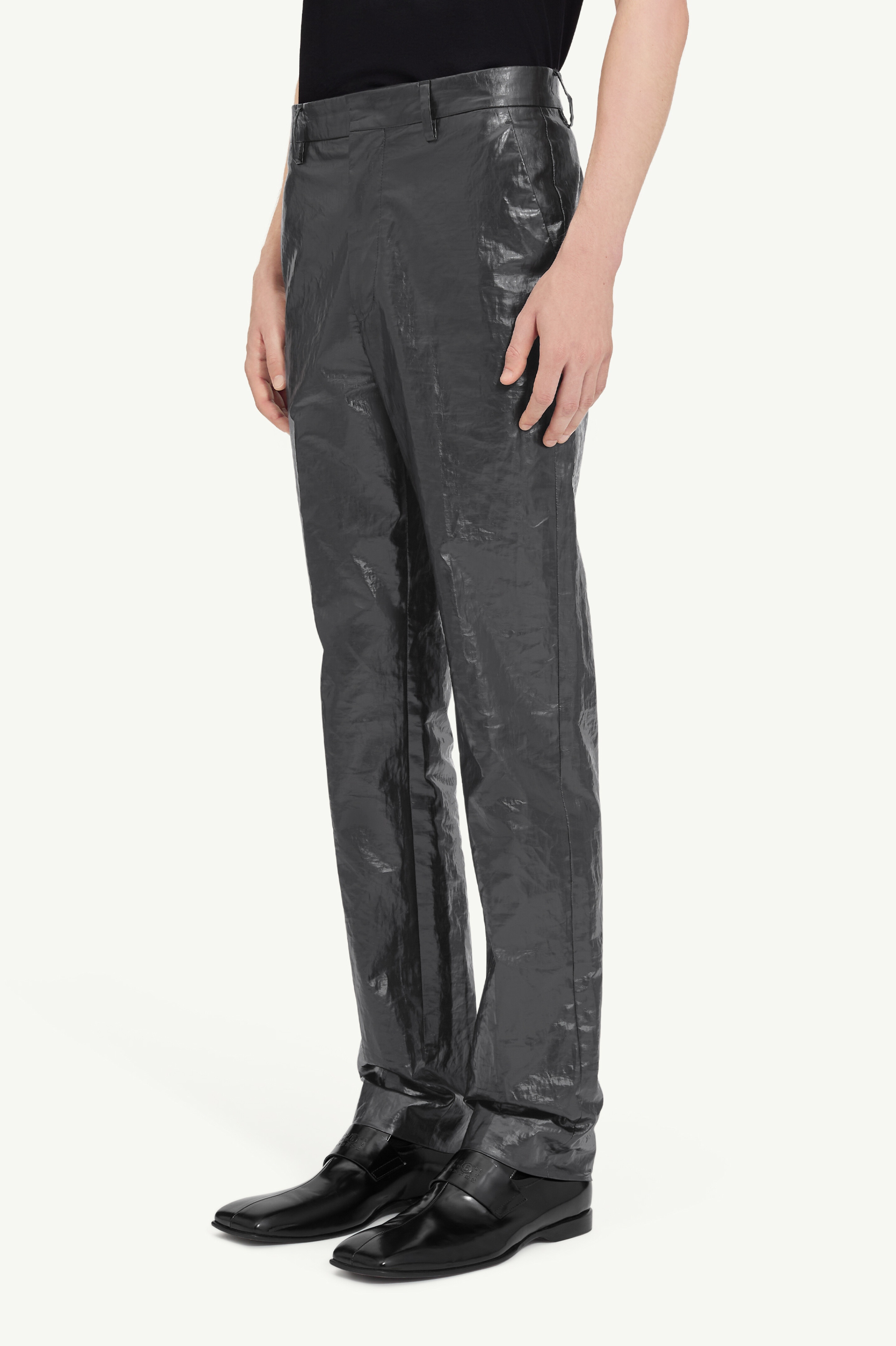 Shiny coated linen trousers - 5