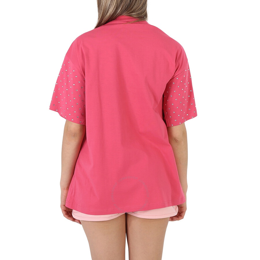 Moschino Fuschia Crystal Teddy Bear Oversize Cotton T-Shirt - 6