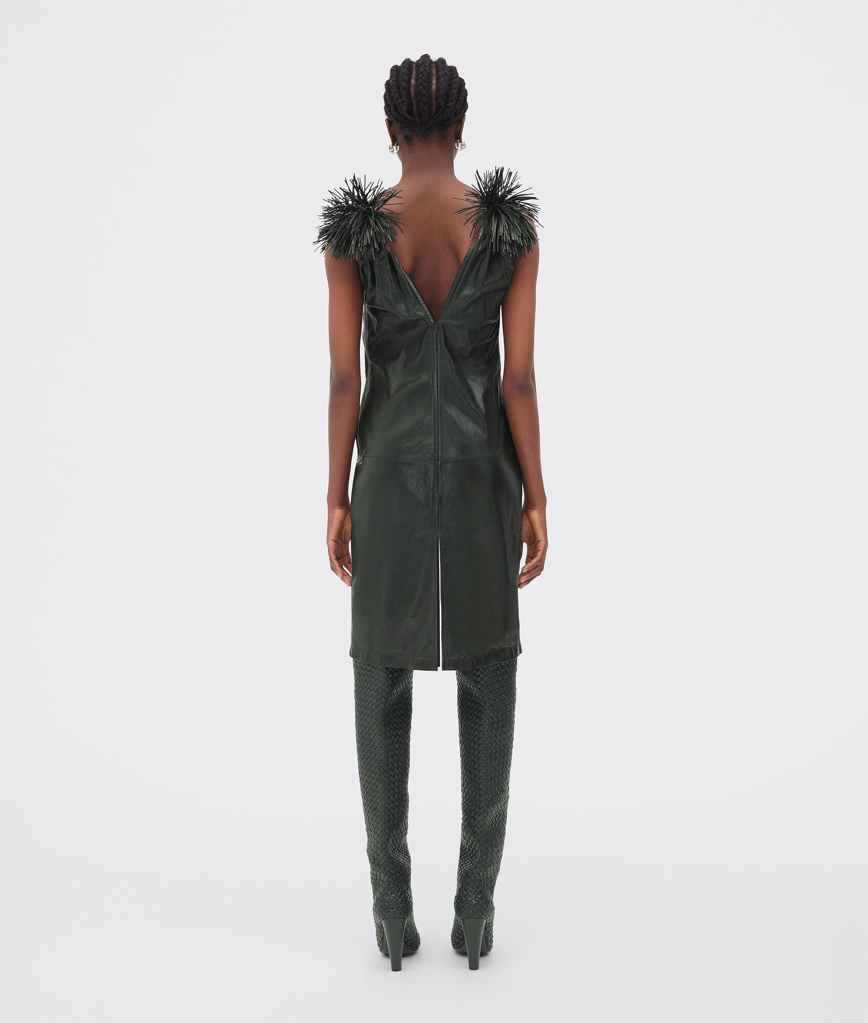 shiny leather tassel dress - 3