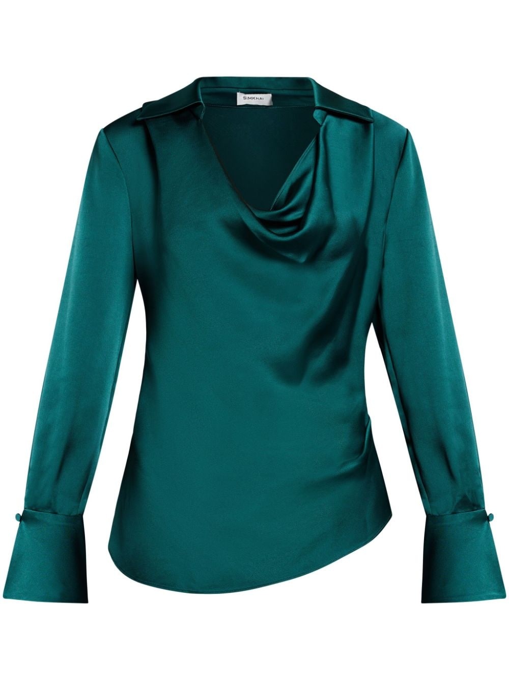 cowl-neck long-sleeve blouse - 1