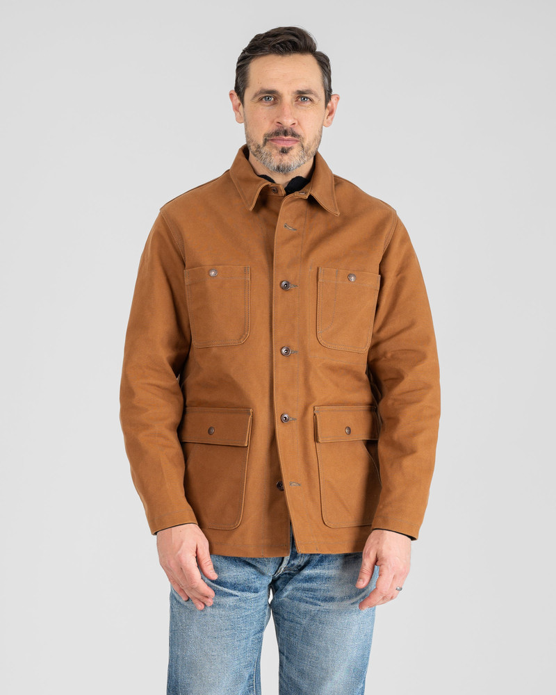 Iron Heart 20OZ PARAFFIN COATED DUCK CHORE JACKET - BROWN outlook