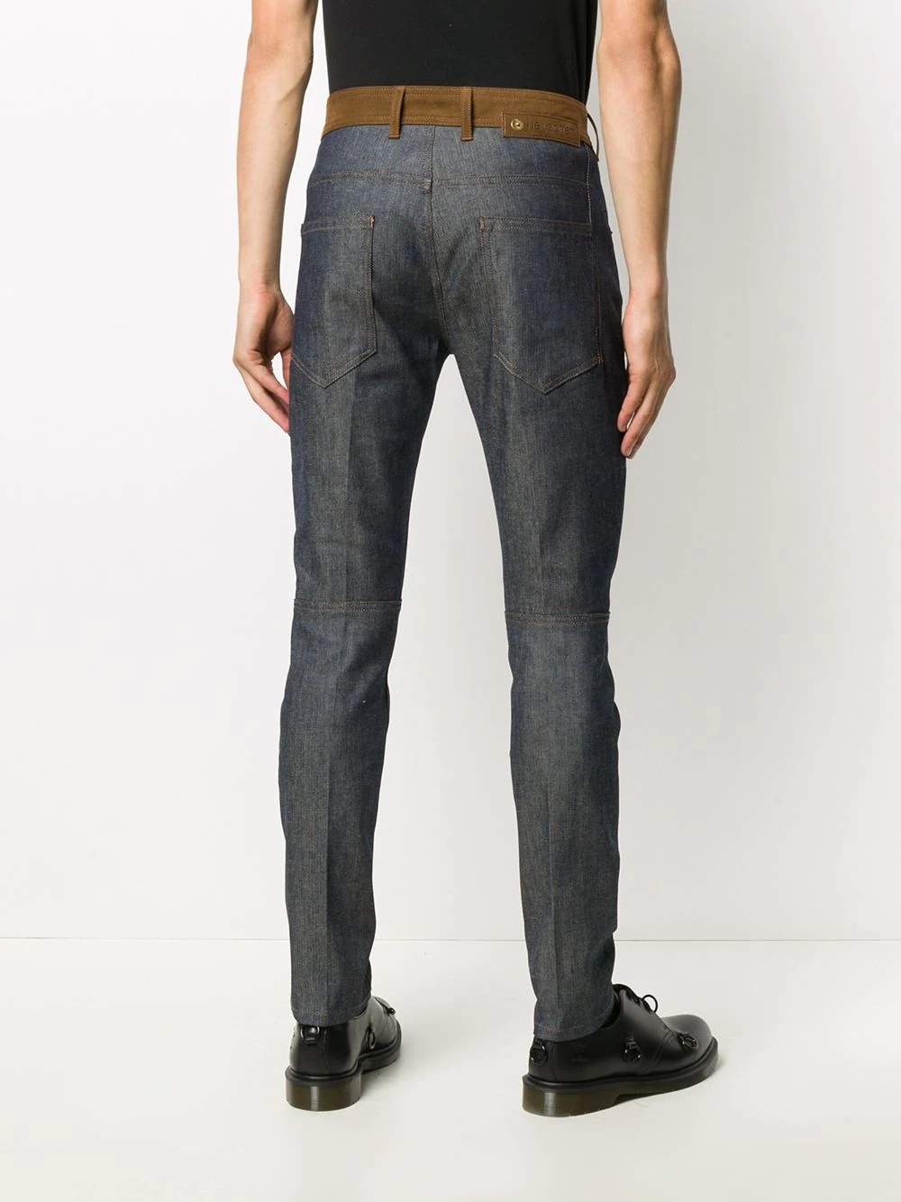 contrast-panel slim-fit jeans - 4