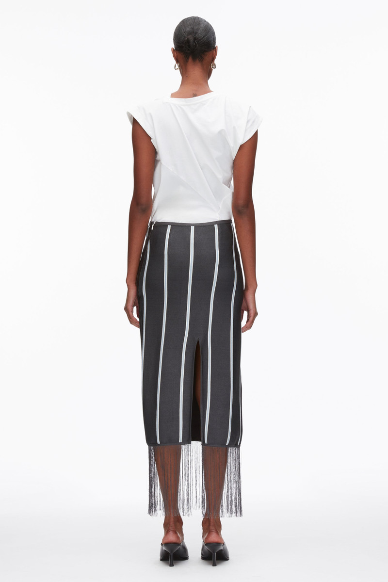 Stripe Midi Skirt with Fringe 4