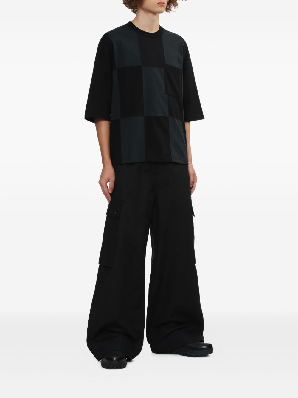 check-pattern patch-pocket T-shirt - 2