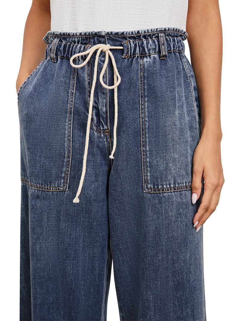 Women's Ryan Denim Drawstring Pants - Blue 5