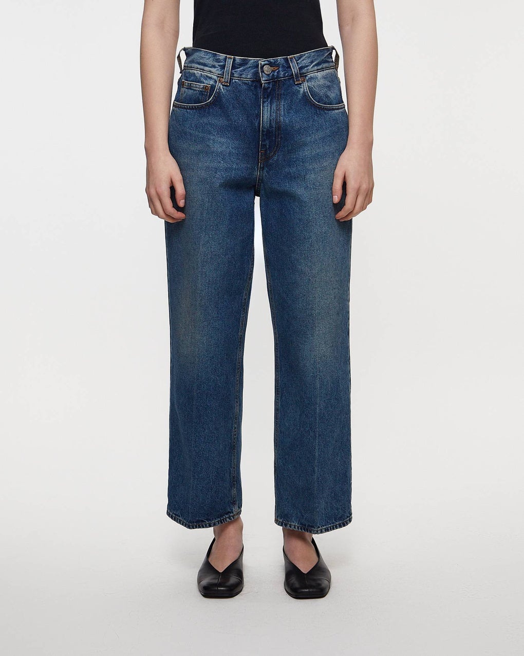 Jeans Cropped Vintage Blue Denim Blue - 2