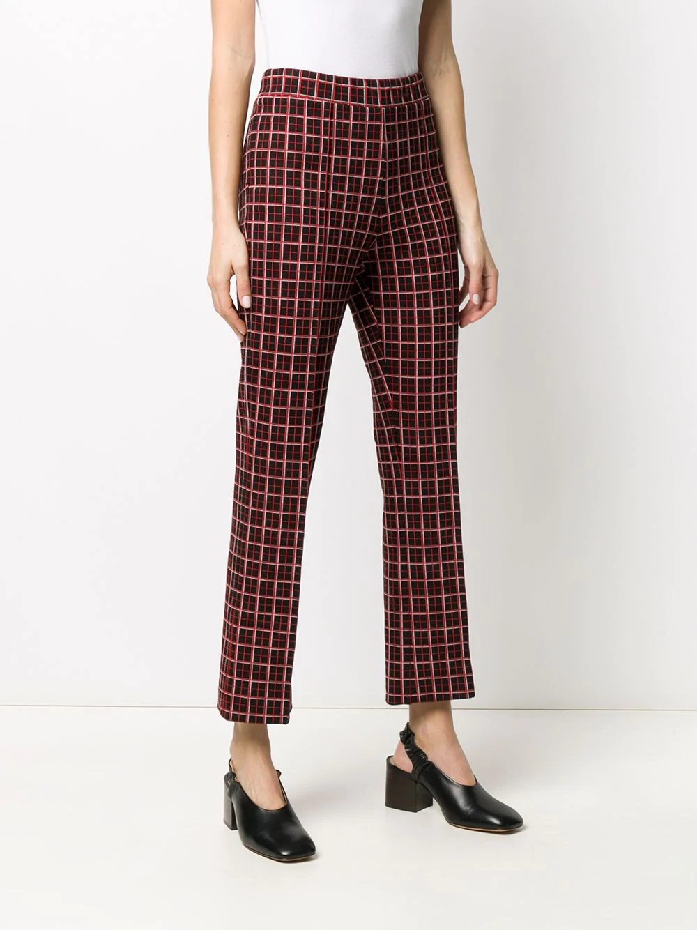 checked cropped trousers - 3