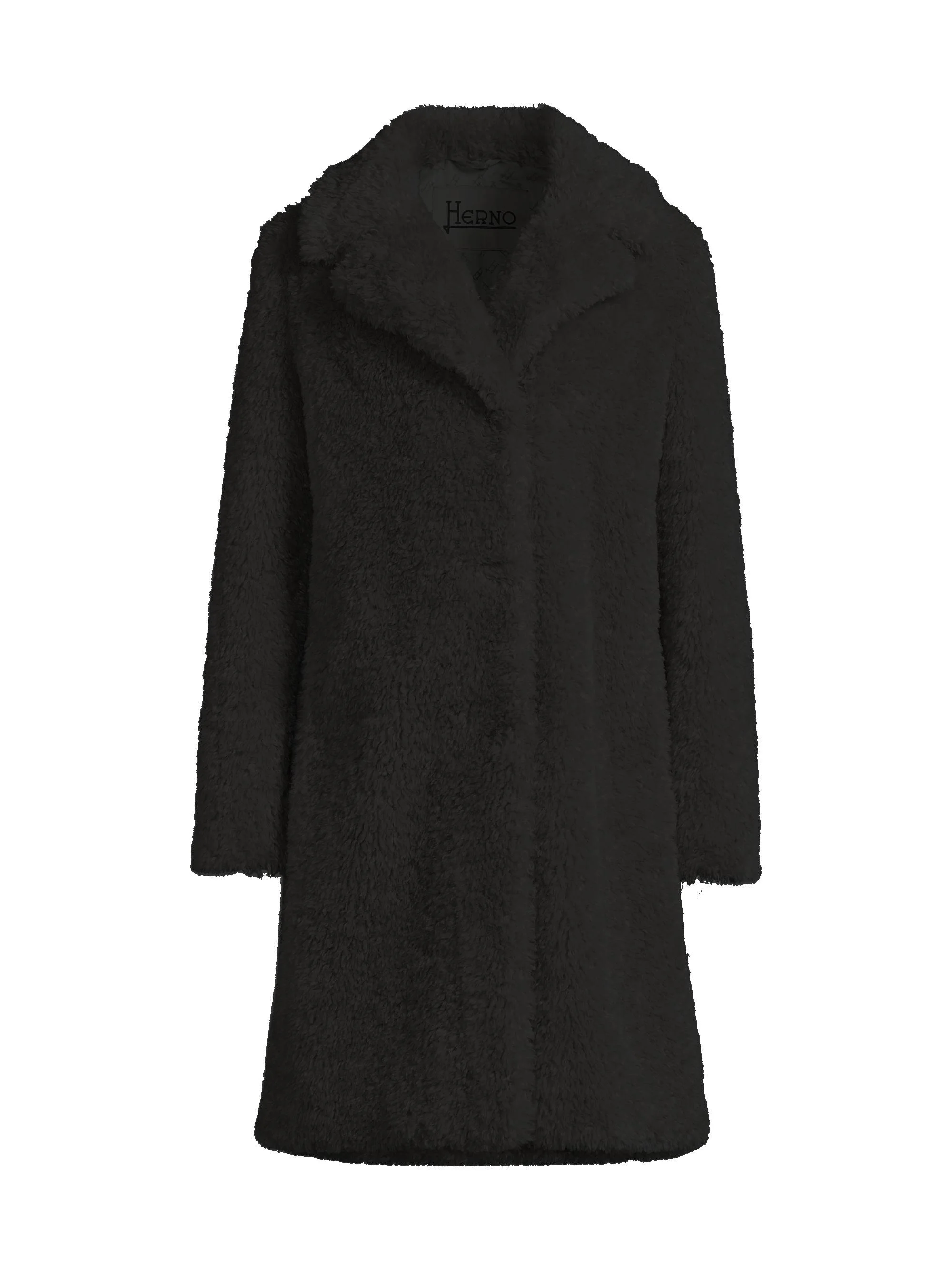 Women's Curly Faux-Fur Coat - Nero - 1