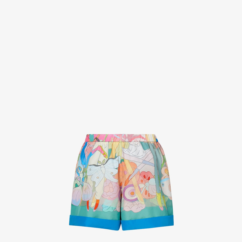 Fantastic Fendi Future Shorts Turquoise and green printed nylon shorts 2