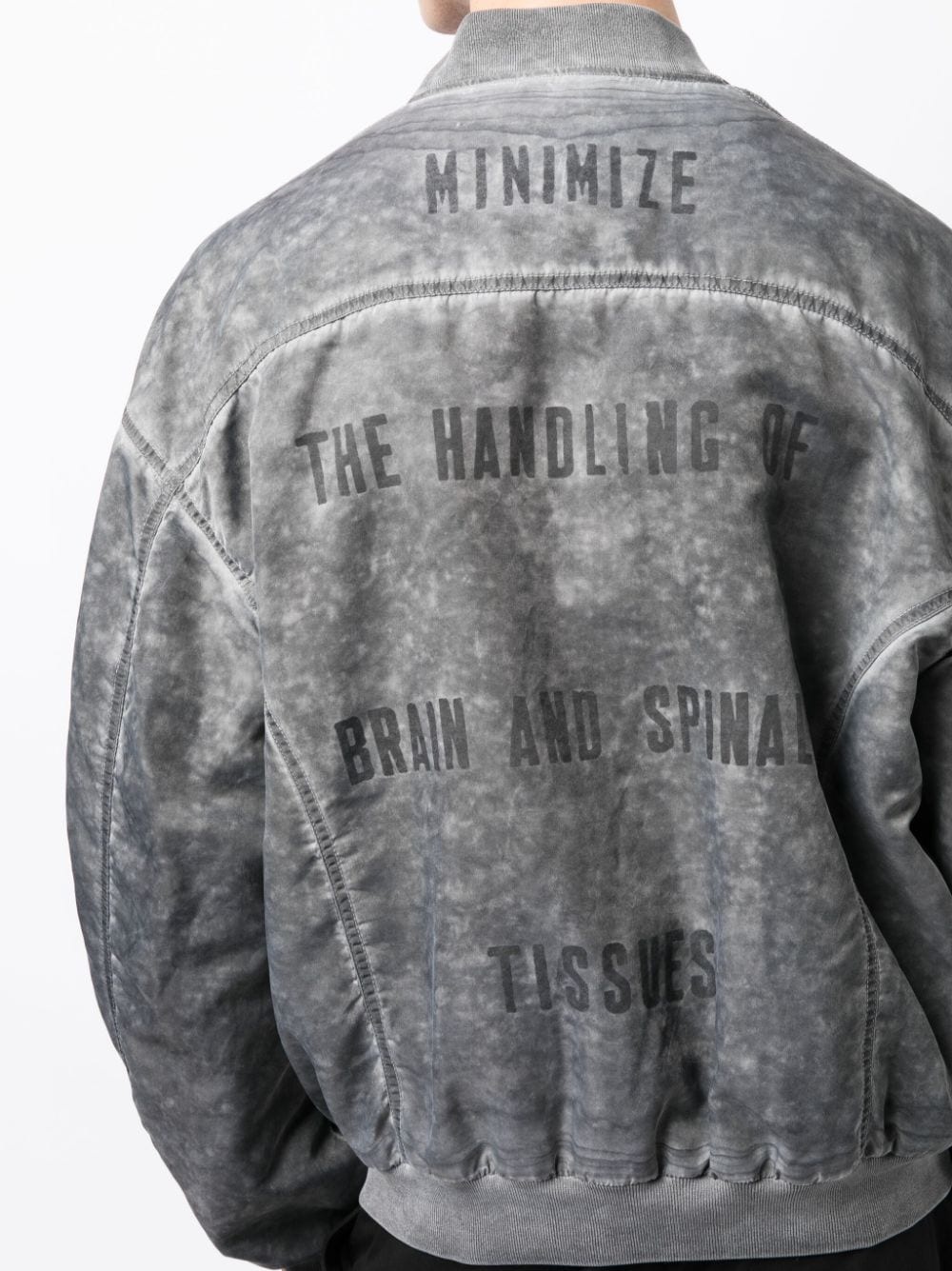 text-print brushed-finish bomber jacket - 5