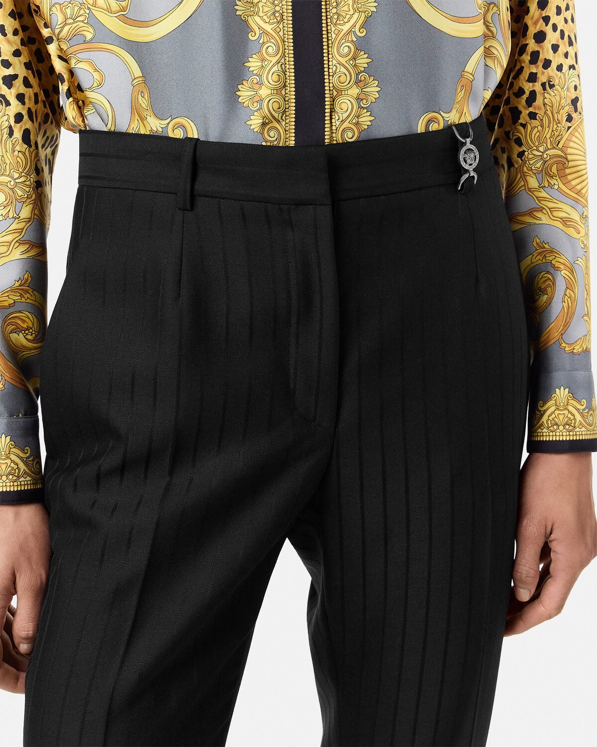 Wool Pinstripe DV Pants - 3