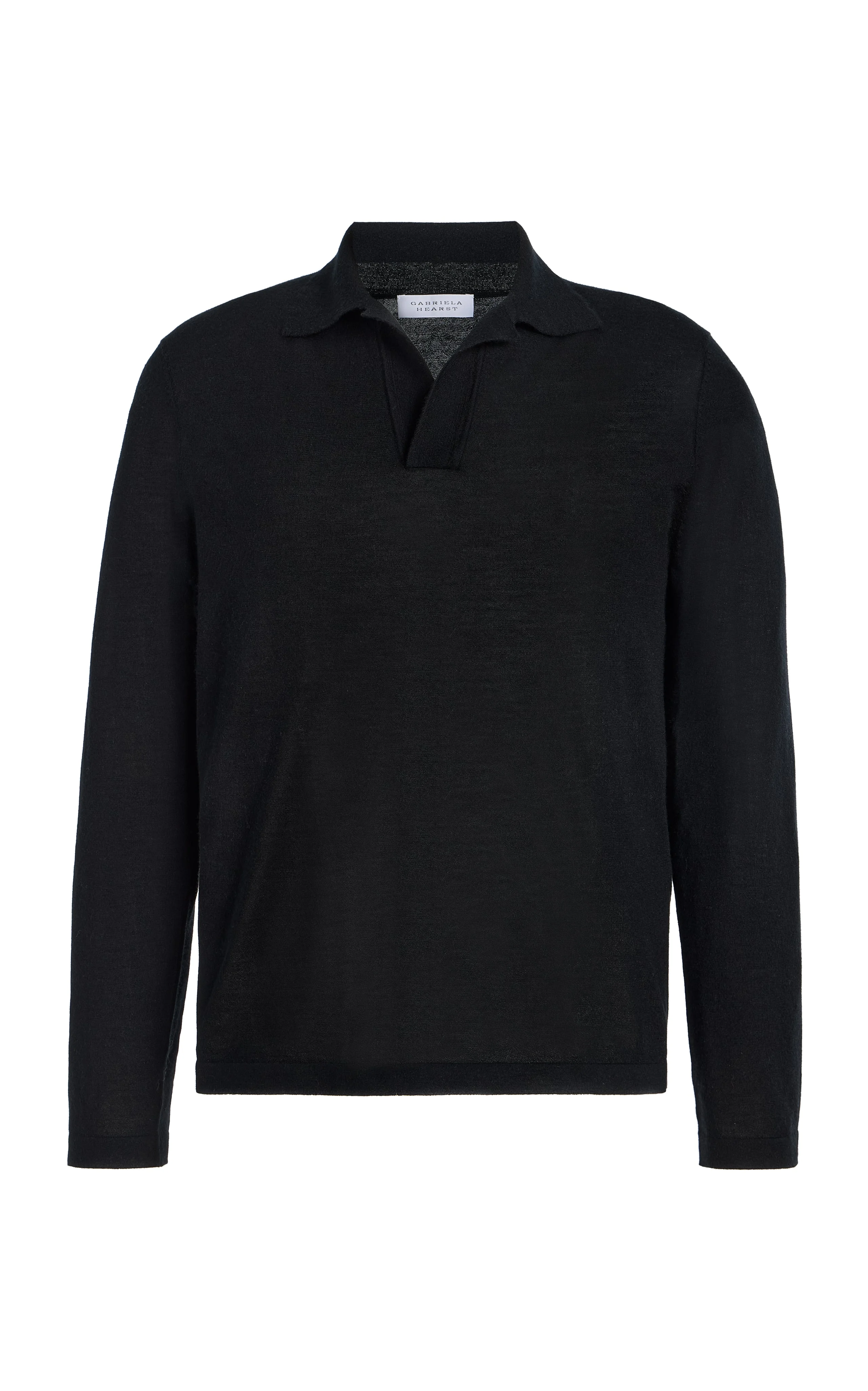 Frome Knit Polo in Black Cashmere - 1