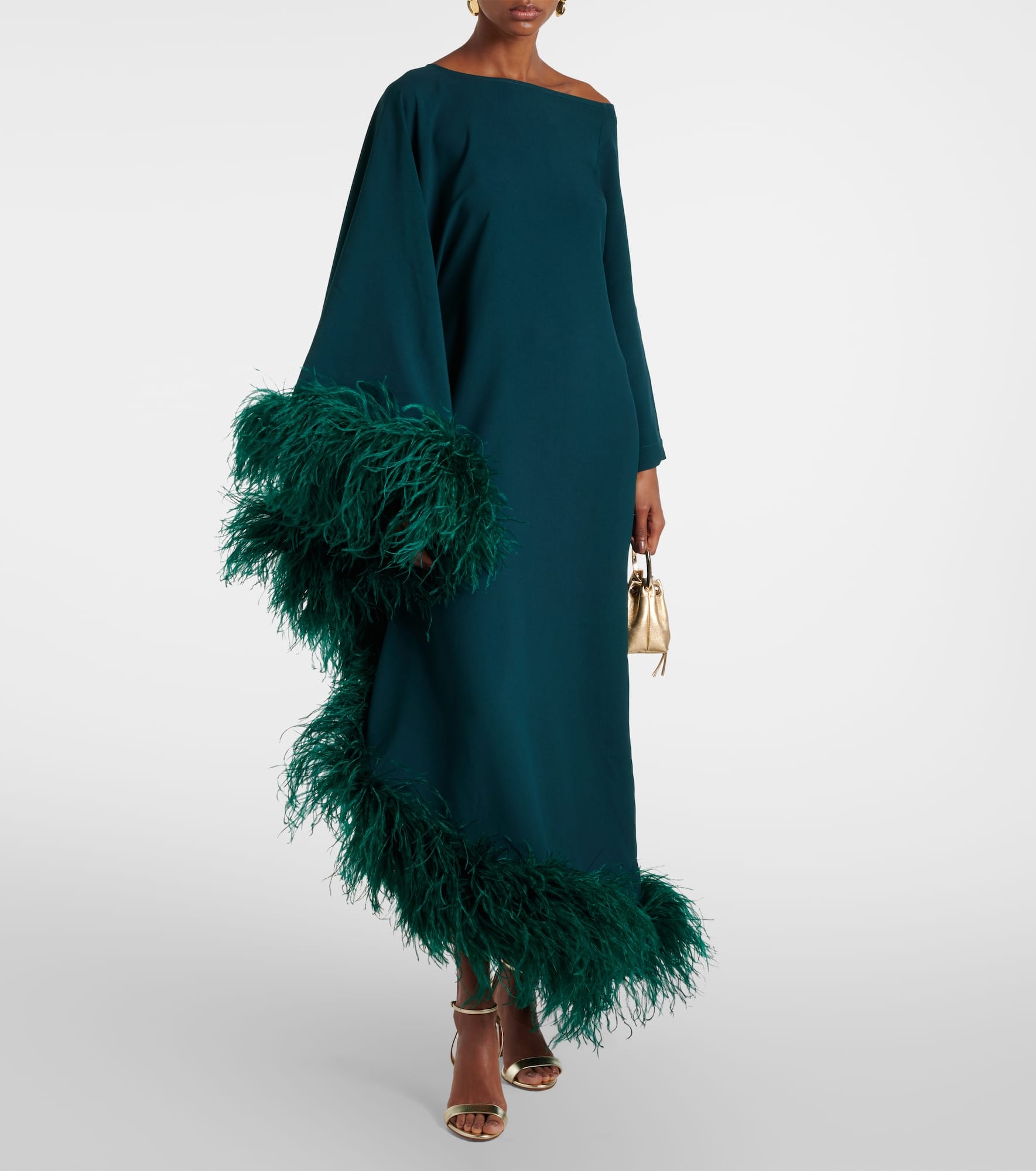 One-shoulder feathered sequined gown - 2