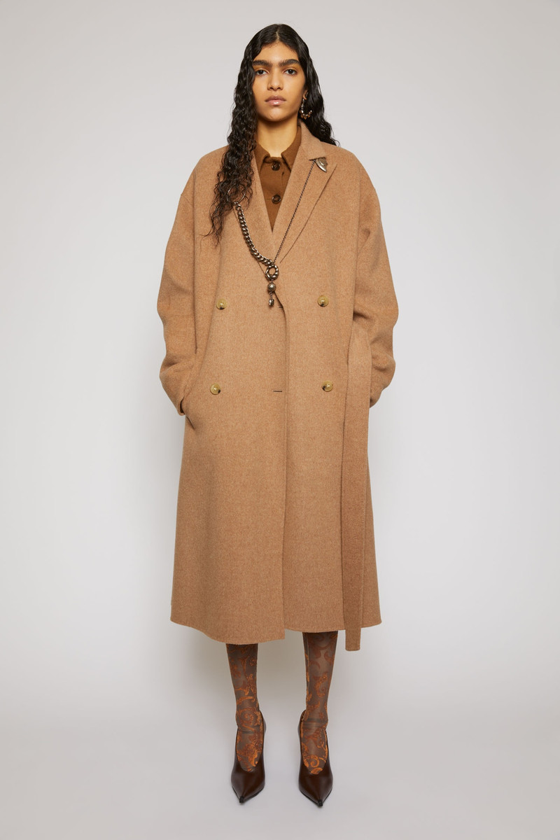 Belted wool coat camel melange 5