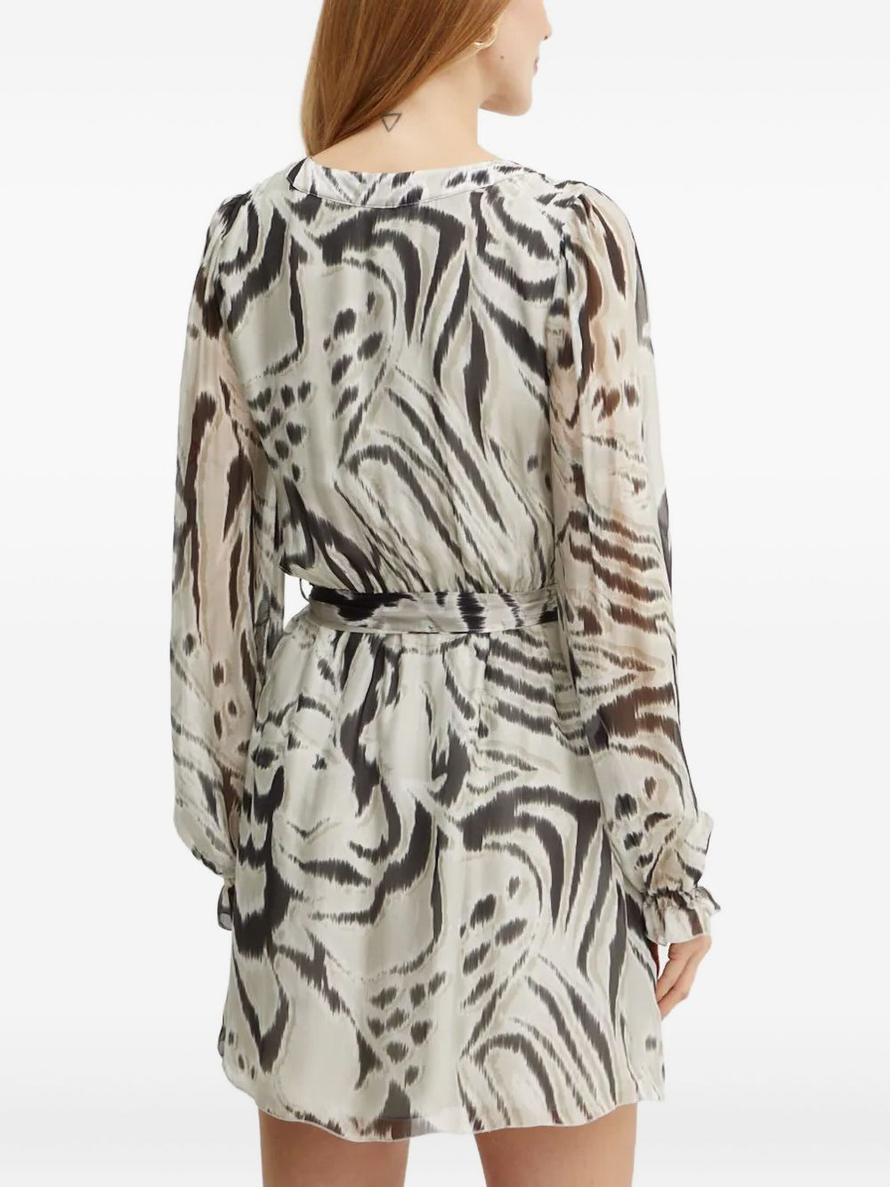 zebra-print belted mini dress - 3