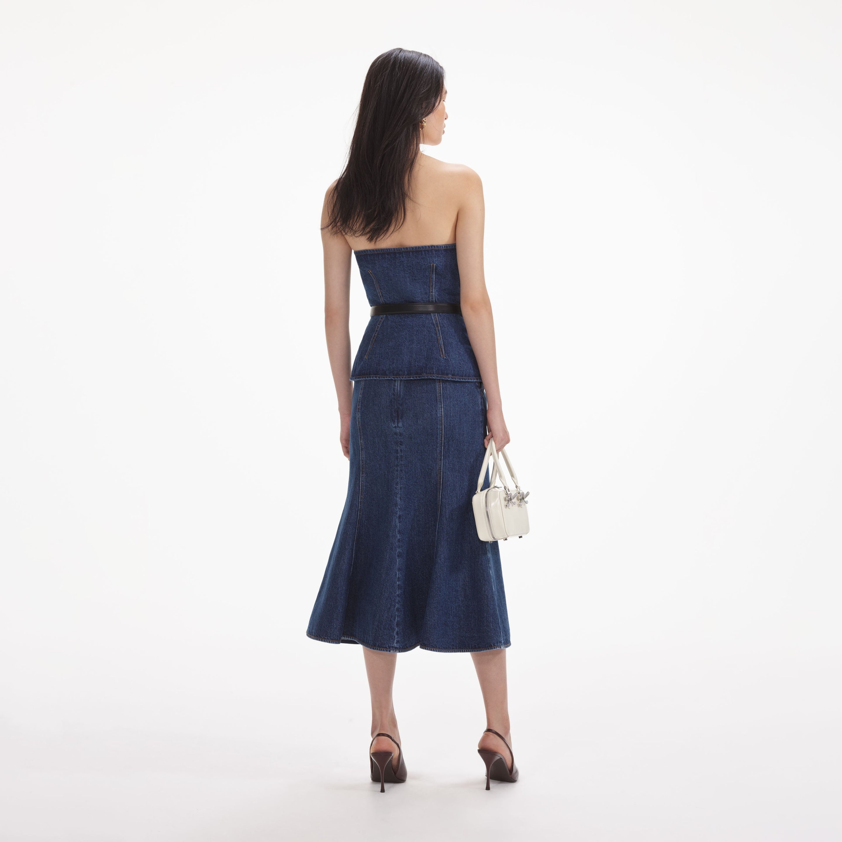 Denim Bandeau Midi Dress - 3