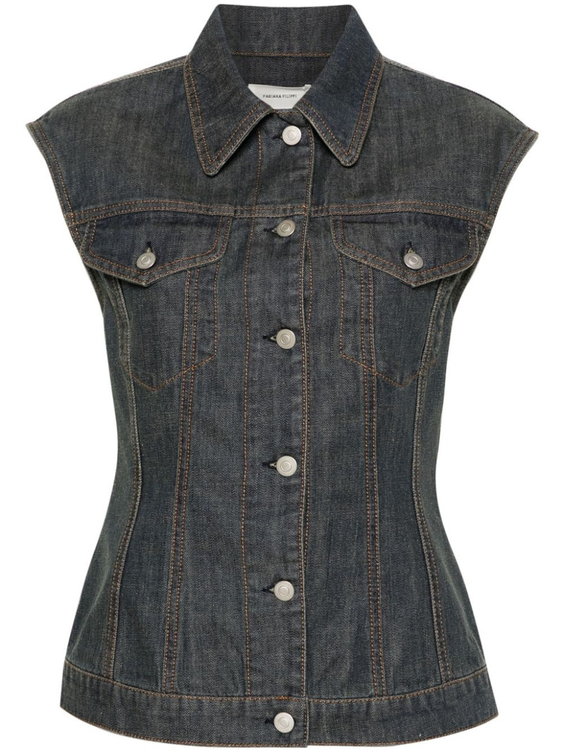 button-up denim gilet 1