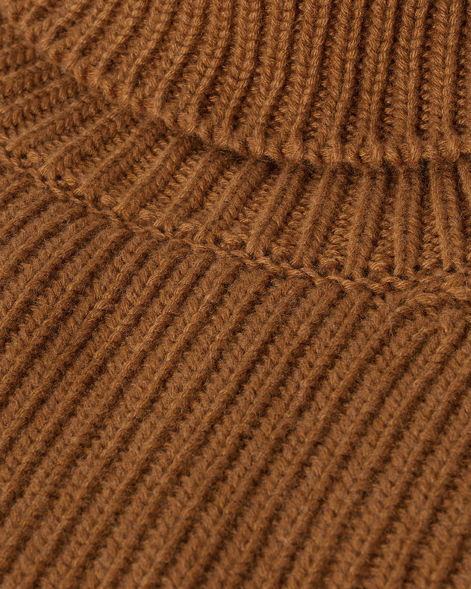Roll-Collar Camel Cashmere Jumper - 6