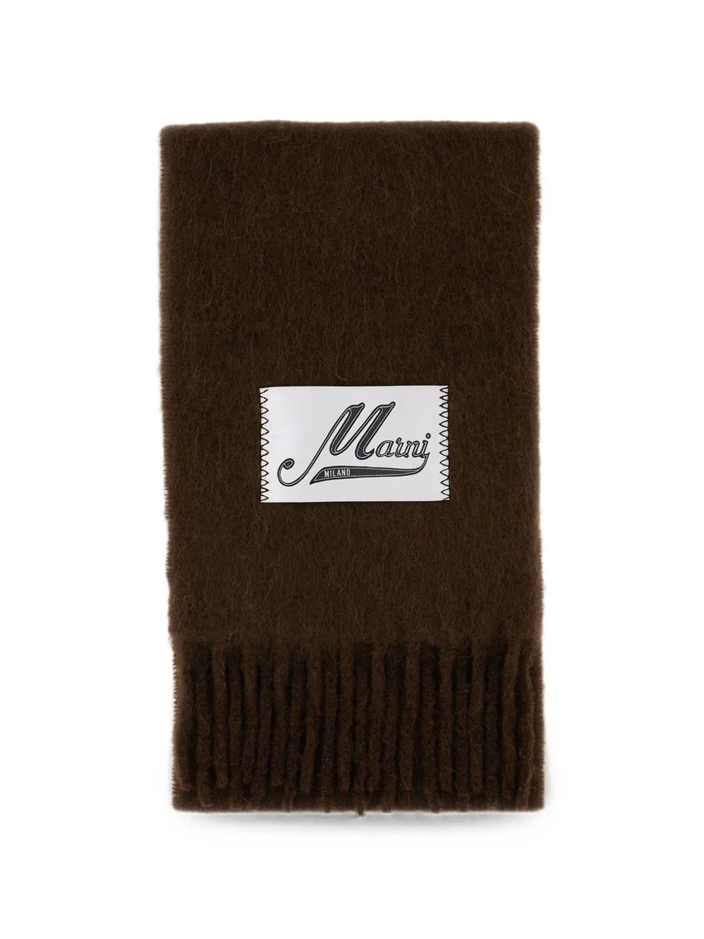 logo-patch fringed scarf - 1