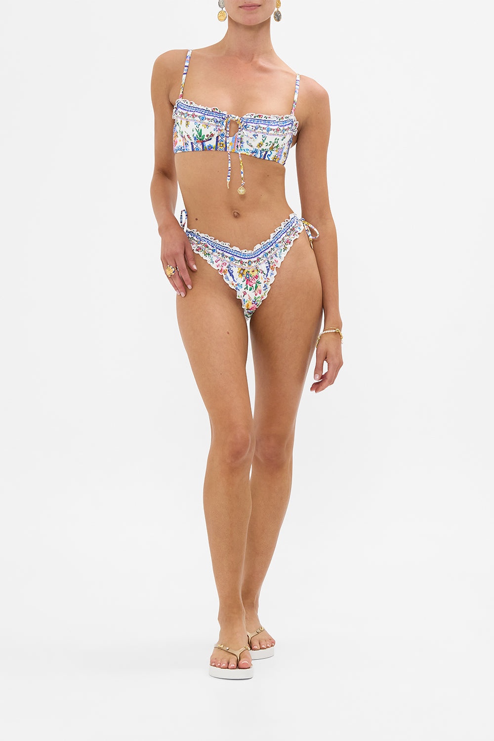 RUCHED CUP UNDERWIRE BIKINI TOP W TIE FRONT - 2