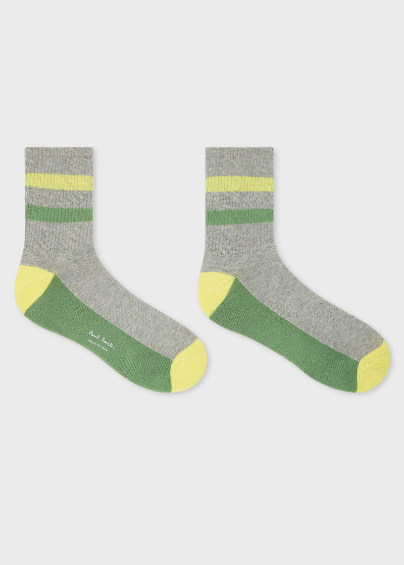Paul Smith Grey and Green Ribbed Socks outlook